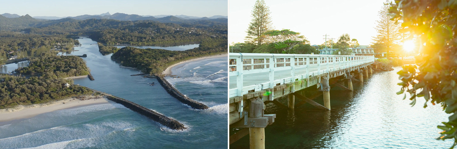 Main Beach, Brunswick River and Simpsons Creek Bridge - beautiful environment of the Byron Shire